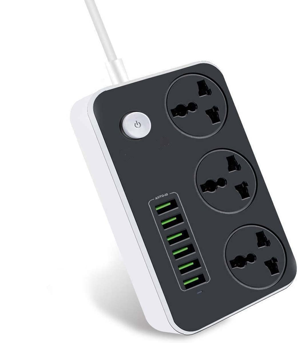 Surge Protection Extension Board 10 Amp, 3 Outlets & 6 USB Ports with Switch Control Desktop Fast Charging USB Points 2500W (1 * 20W PD+3*QC 3.0)-image-19