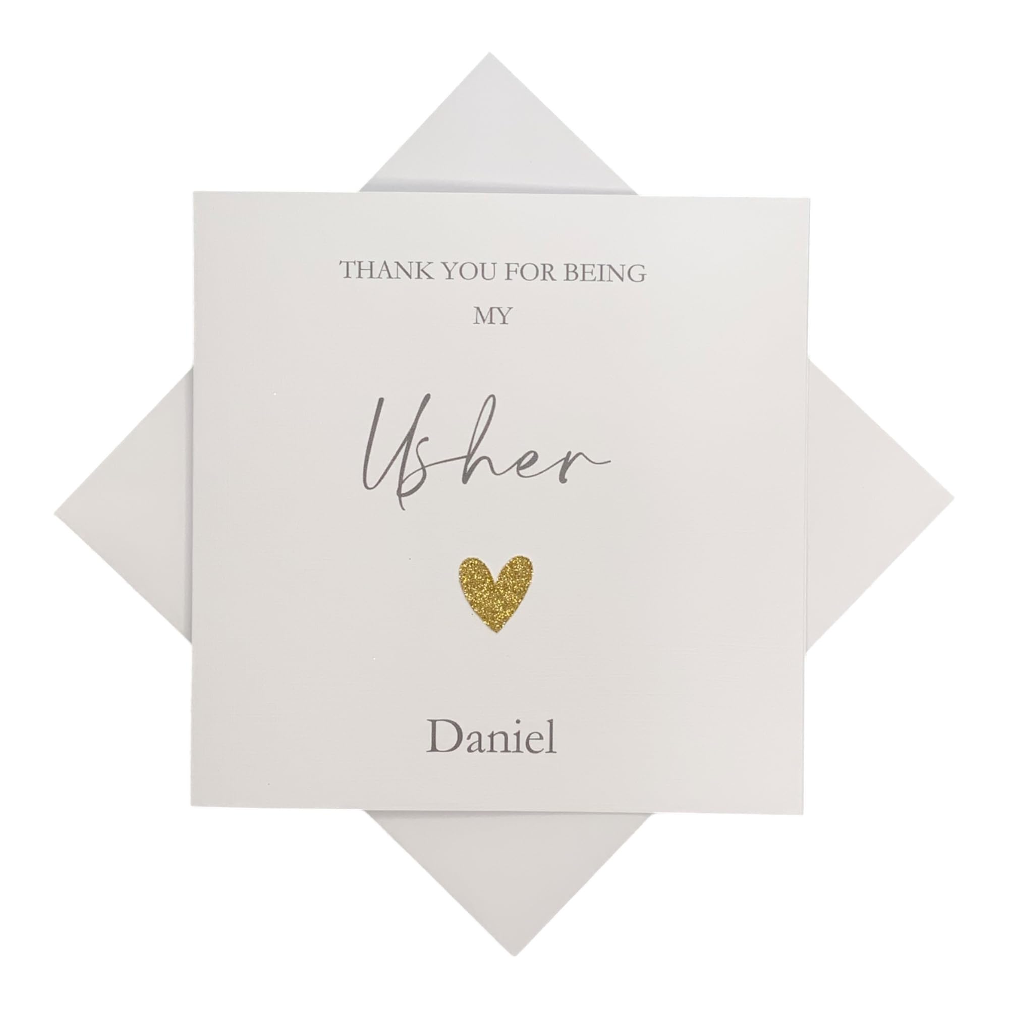 Personalised Thank You For Being My Bridesmaid Best Man Maid Matron Of Honour Usher Flower Girl Bridesman Witness - Various Roles - Greeting Card - Heart Colour Choice - Thank You (Usher)