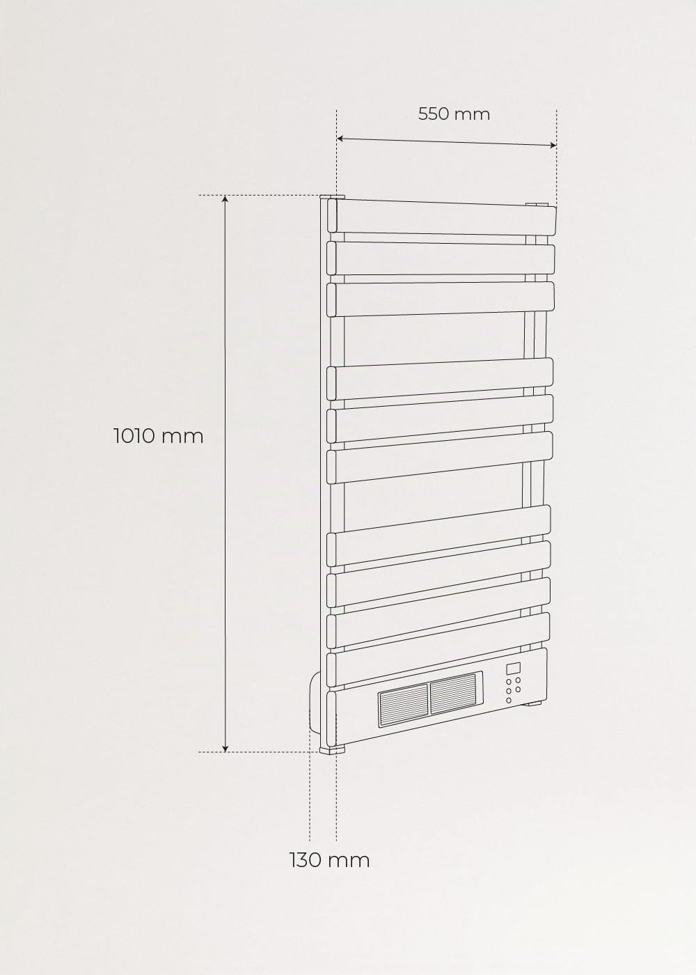 CREATE / WARM Towel PRO + Stange/Badheizkörper Schwarz mit Heizstrahler, Fernbedienung und mit Ablage 3 Stangen / 101x13x55cm / WLAN, geringer Verbrauch, 1500W