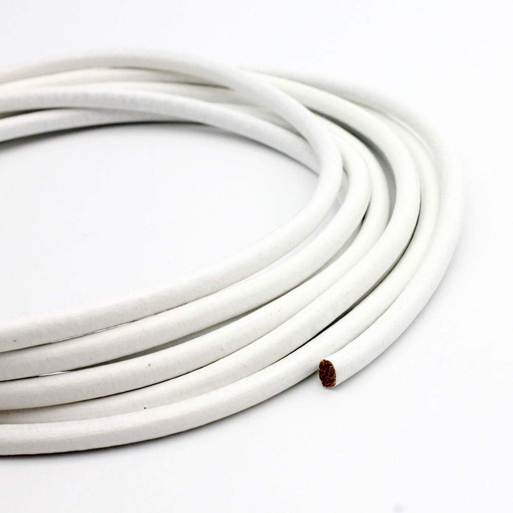 5 Yards Round Leather Cords 5mm Black Real Leather Strap (White)