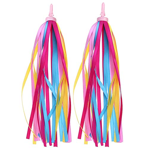 BlingKingdom 1Pair Rainbow Bike Streamers for Girls Boys 2pcs 10 Colorful Bicycle Handlebar Grips Tassel Ribbons