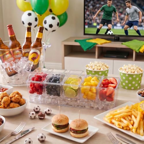Lifewit Ice Chilled Condiment Caddy with 5 Containers(2.5 cup), Condiment Server with Separate Lids, Serving Tray Platter with Removable Dishes for Bar Accessories, Fruit, Salad, Taco, Party Garnish by Lifewit - Image 2