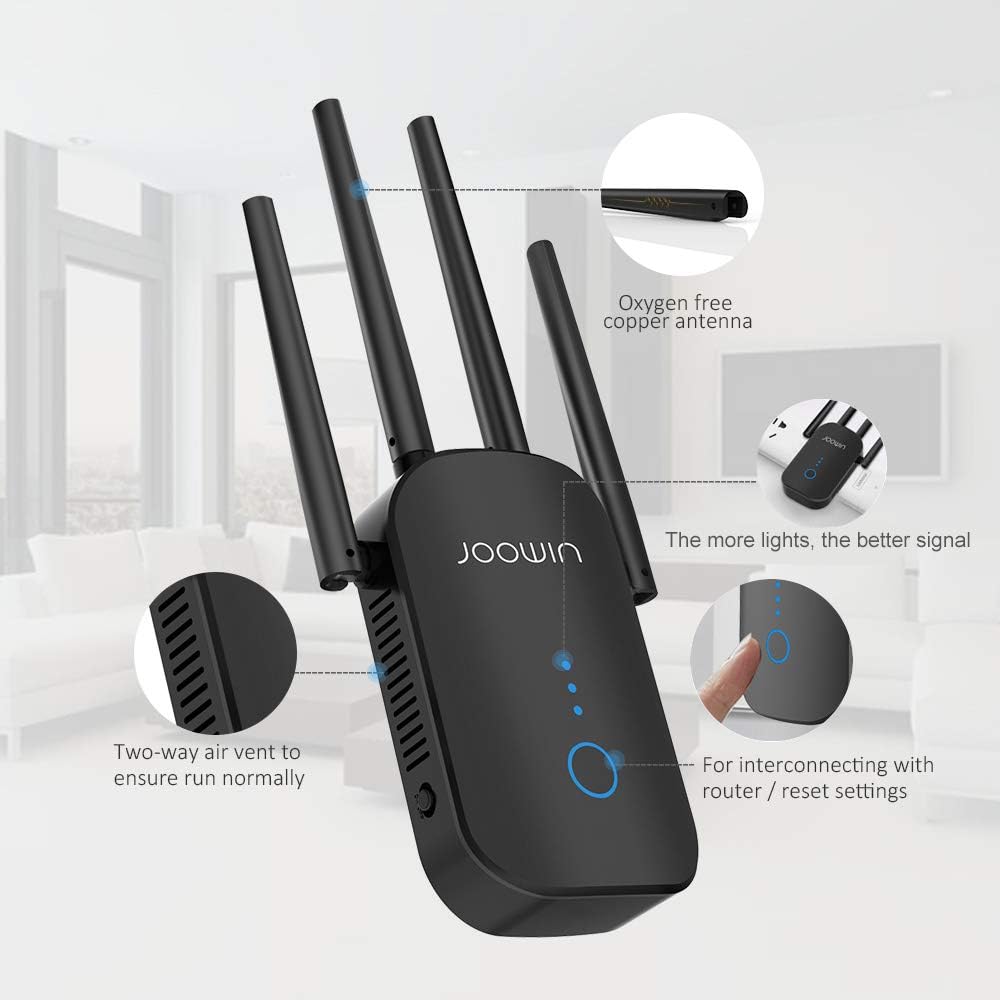 Flash Deals - 80% OFF JOOWIN WiFi Extender 1200mbps Dual Band 2.4G&5.8G WiFi Signal Range Extender WiFi Repeater Booster 1500sq.ft WiFi Range Extender for Home, Easy Setup, Wall Plug (Support Repeater/Bridge Mode) Amazon Crazy 🔥 Deals JOOWIN WiFi Extender 1200mbps Dual Band 2.4G&5.8G WiFi Signal Range Extender WiFi Repeater Booster 1500sq.ft WiFi Range Extender for Home, Easy Setup, Wall Plug (Support Repeater/Bridge Mode)