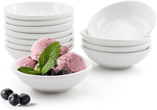 Juego de 6 cuencos de cerámica blanca de 3.5 onzas, mini tazón de cerámica para plato de salsa de soja, salsa de tomate, mostaza de miel, barbacoa y