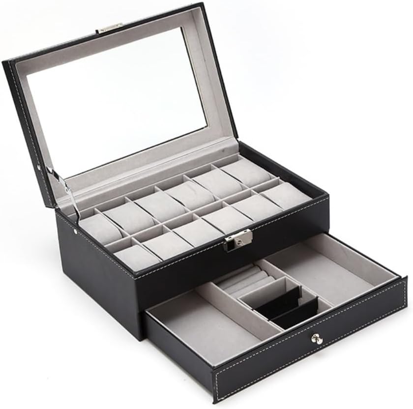 宝石箱 12ポジション二層腕時計ジュエリーボックス PUジュエリー収納