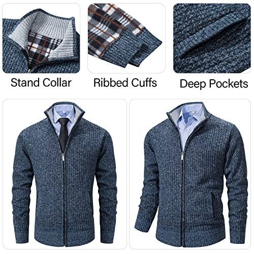 Msmsse Men's Knitted Cardigan Sweater Causal Thick Full Zip Sweaters Coat Blue 2Xl #TOP2