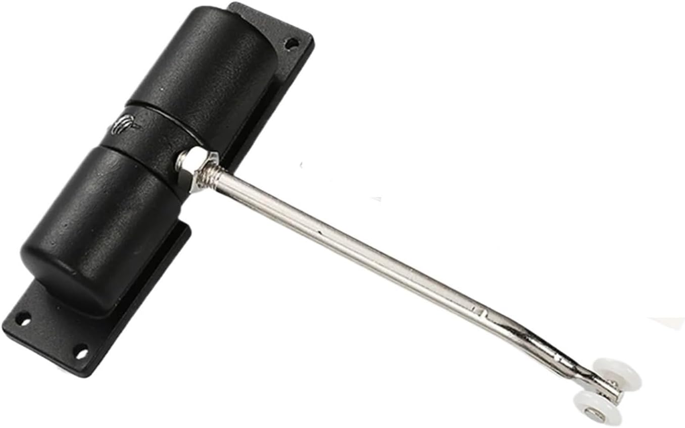 Automatic Door Closer, Metal Spring Door Closer Alloy Rebound Door Stop Wear-Resistant Suitable for Commercial and Home Use(Black)