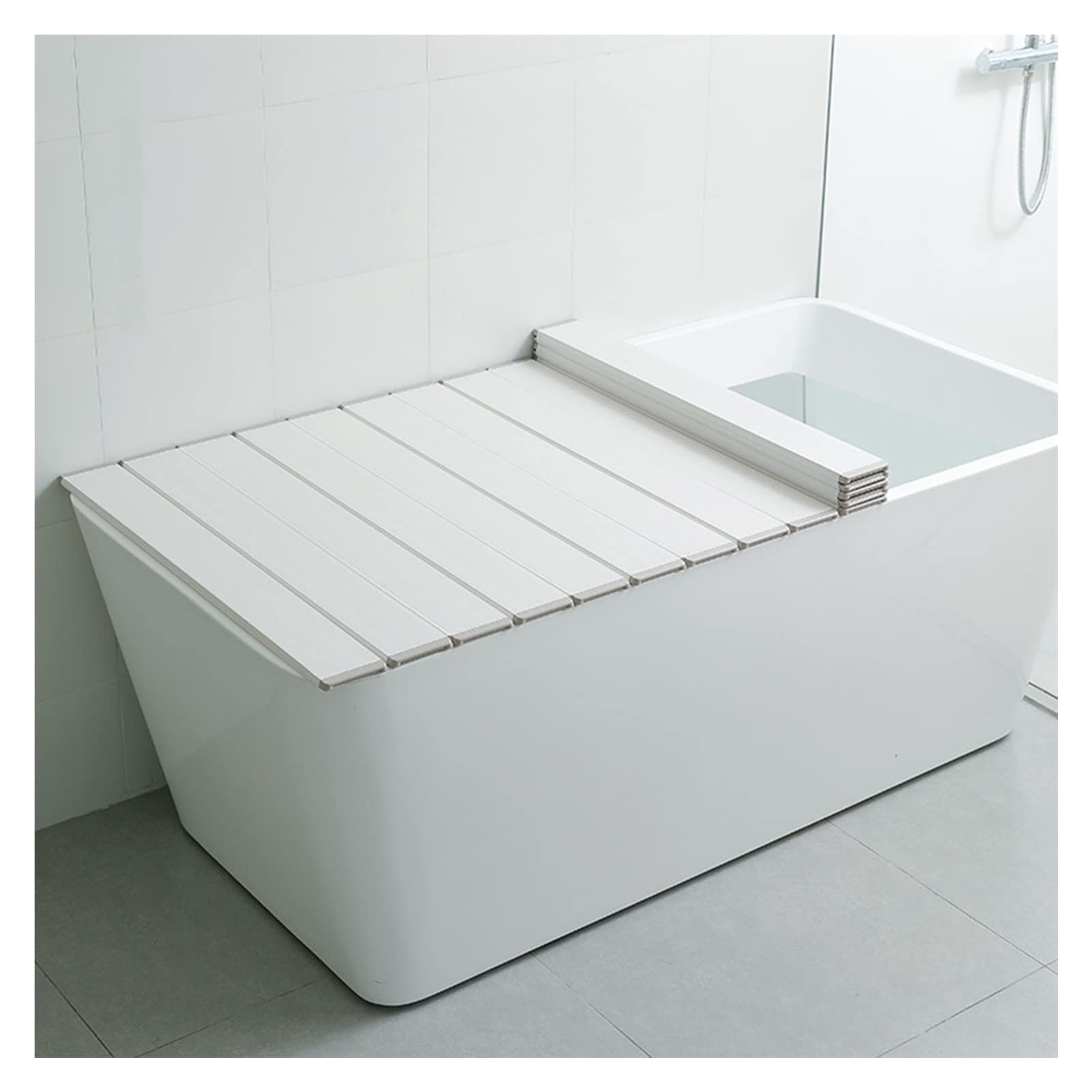 Składany pokrowiec na wannę o grubości 1 cm, pyłoszczelna, płaska pokrywa do kąpieli mlecznych i spa, 8 wsporników do 10 kg (110 cm x 70 cm) - uniwersalna taca do kąpieli