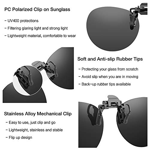 Splaks Round Clip-on Sunglasses Unisex Polarized Frameless Flip Up Glasses - Thumbnail 4