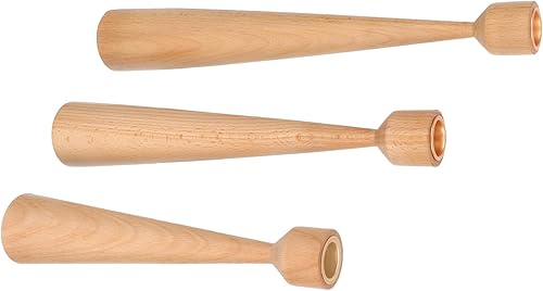 Wooden Candle Holder Set of 3 Beech Wood Rustic Candlestick Holders for Wedding and Home Decor Dining Table Centerpiece