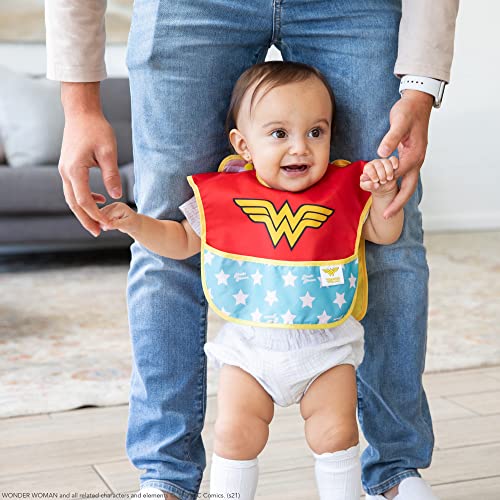 Bumkins Bibs, Dc Comics Wonder Woman, Baby Bibs For Girl Or Boy, Superbib With Cape, Baby And Toddler Bib For 6-24 Months, Baby Bib For Eating, Feeding Bib, Waterproof Fabric #TOP2