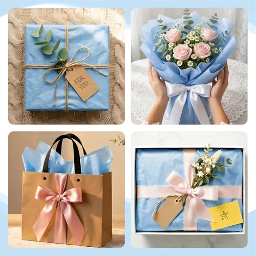 Image of Bobobag 100 Sheets Grey Blue Tissue Paper, 20 inch x 14 inch Tissue Paper for Gift Bags, Bulk Gift Wrapping Tissue for DIY Crafts, Birthday, Christmas and Holiday Decor