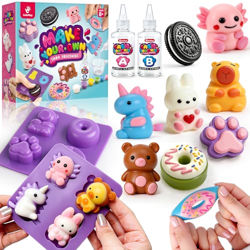 Make Your Own Taba Squishy Kit - DIY Squishy Making Kit with 8 Reusable Molds Squishies Toys for Kids 8-12 for 8-12 Year Old Girls