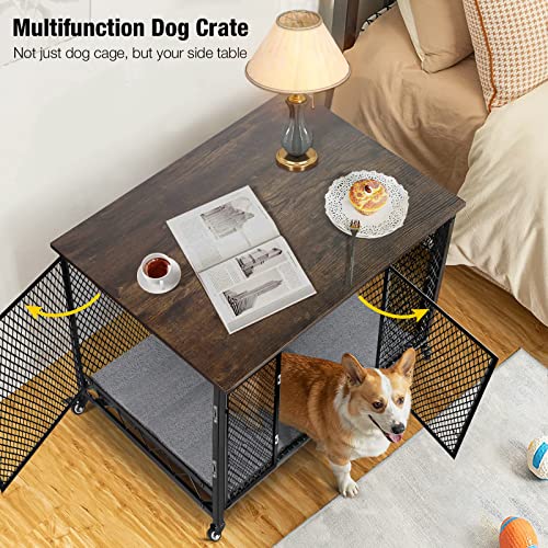 Aivituvin-Dog-Crate-Furniture-Movable-Side-End-Table-Indoor-Dog-Kennel-for-Small-Medium-Large-Dogs-Double-Doors-Wooden-Dog-House-with-Cushion-Tray-Wire-Floor386 Aivituvin Dog Crate Furniture Movable Side End Table Indoor Dog Kennel for Small Medium Large Dogs Double Doors Wooden Dog House with Cushion Tray Wire Floor386