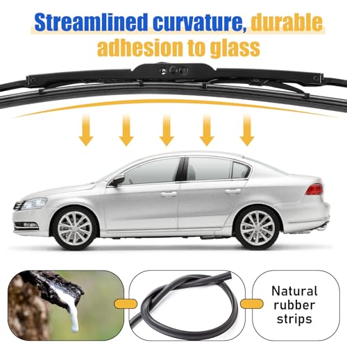 Image of BBTO 16 Pack Wiper Blades 22 Inch Silicone Windshield Wipers | All Season, Durable, Automotive Replacement Wiper Blades, Driver Passenger Side Compatible, for Car Front Windshield U /J Hook