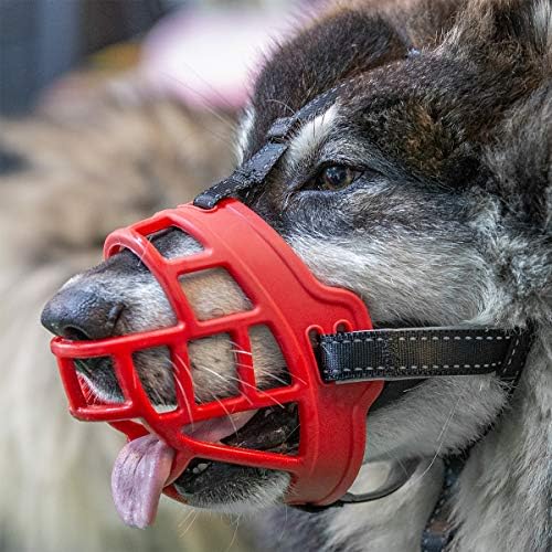 Dog Muzzle,Soft Basket Silicone Muzzles for Dog, Best to Prevent Biting, Chewing and Barking, Allows Drinking and Panting, Used with Collar