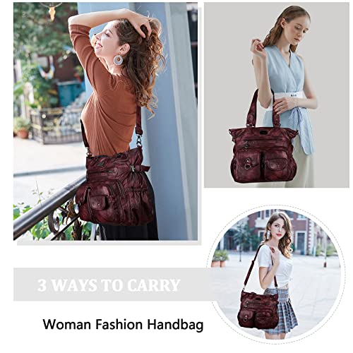 Image of Angelkiss Purses Handbags for Women PU Tote Satchel Bags for Women Pockets Shoulder Bags | PU