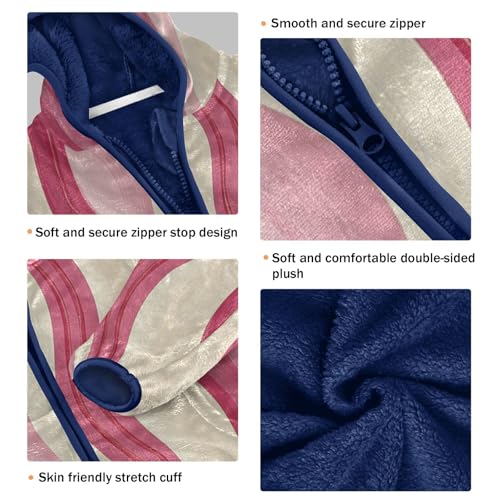 Vertical Wavy Lines Girls Fleece Jacket Girls Fall Jacket Girls Zip Up Hoodie Girls Sherpa Jacket 2-10T3