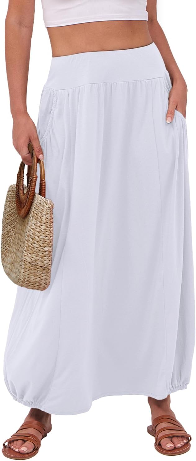 Women's Maxi Skirt Summer Trendy High Waisted Boho Flowy Long Skirts 2026 Spring Fashion Beach Vacation Clothes