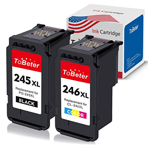 ToBeter Remanufactured Ink Cartridge Replacement for Canon PG-245XL CL-246XL PG-243 CL-244 Used in Pixma MX492 MX490 MG2420 MG2520 MG2522 MG2920 MG2922 MG3022 MG3029 iP2820(1 Black, 1 Tri-Color)