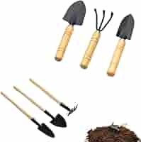 Kit De 3 Mini Outils De Jardinage à Main XIMEY | Pelle, Fourche, Râteau - Manche Bois, Tête Fer - Pour Plantes En Pot, Rempotage