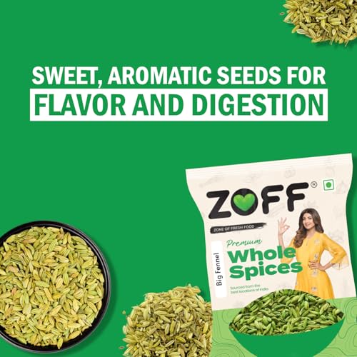 Image of ZOFF Big Fennel Whole- Saunf in Fresh 50gm - for Cooking, Digestion & Refreshing Beverages - Extra-Large, Aromatic, 100% Natural (Pack of 2)
