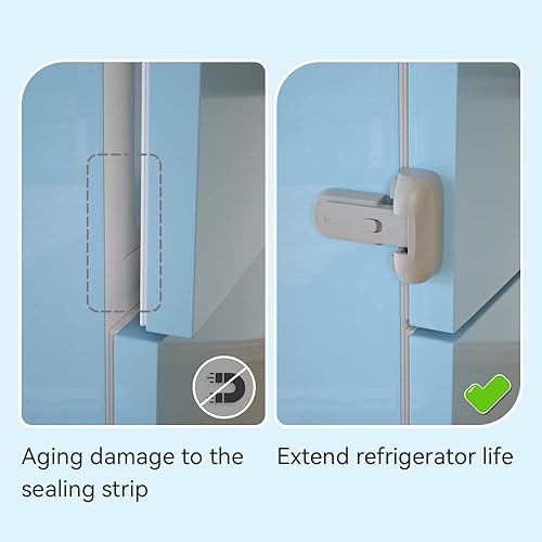 Miniatura 4 de SAFELON 2 piezas de bloqueo de seguridad para nevera para bebé, cerradura para puerta de congelador a prueba de niños, protege refrigeradores con