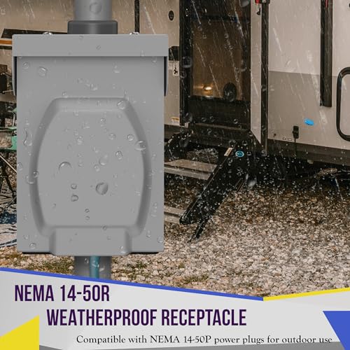 Image of ENERLITES 50A RV Power Outlet Box, NEMA 14-50R, Black