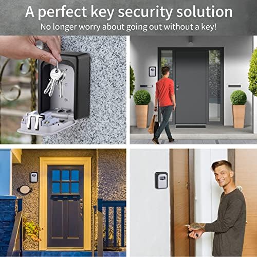 Nestling Wall Mounted Key Box for Home, Waterproof and Security Key Lock Box with Combination Lock, Large Capacity Outdoor key lock cabinet for Spare House Keys, Gray