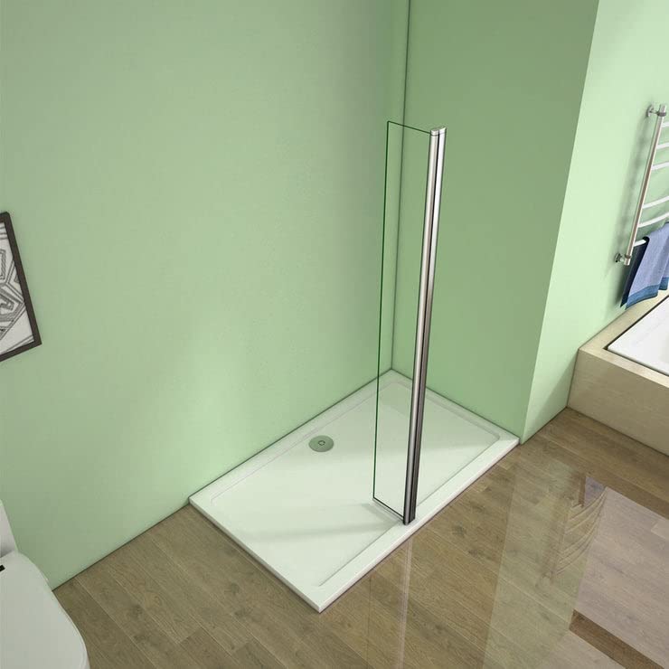 Aica volet pivotant seul 30x200cm retour pivotant à 180° pour paroi de douche à l’italienne en 8mm verre anticalcaire