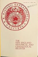 The New England Historical and Genealogical Register Volume CXL April 1986 B000UMMNA8 Book Cover