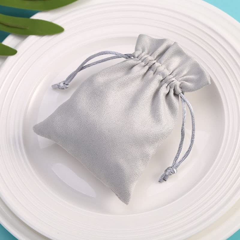 Szara flanelowa torby na prezenty różowa wstążka 8 x 10 cm 9 x 12 cm 10 x 15 cm 13 x 17 cm niestandardowe logo biżuteria worek kosmetyczne torebki z mikrofibry