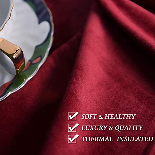 Image of RYB HOME Extra Long Velvet Curtains 102 inches for Sliding Patio Glass Door | Energy Saving, Thermal Privacy, UV Heat Blocking, for Living Room Bedroom Dining Room, Ruby Red, W52 x L102, 2 Panels