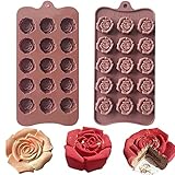2 Pack Chocolate Silicone Molds Candy Mold， Rose Flower Shape Baking Mold Candy Molds BPA Free & Non-stick Silicone Tray for Hard Candy Gummy Bomb Jello Ice Cube Small Soap