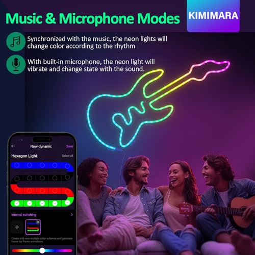 Neon LED Strip 3 m – RGB Neon LED Streifen mit App-Steuerung, Musik-Sync & DIY-Lichteffekten, Flexibles Lichtband für Wohnzimmer, Schlafzimmer, Wand- & Gaming-Deko, Gaming Zubehör