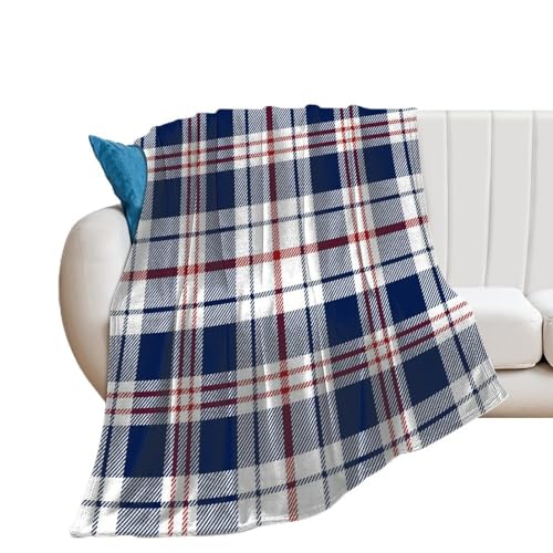 FNUPI Red Blue Tartan Plaid Blanket 30"*40"(76 * 100cm) Lightweight Thermal Flannel Cozy Throw Blankets Bed Throws Home Decor for Couch Sofa Chair Living Room Travel