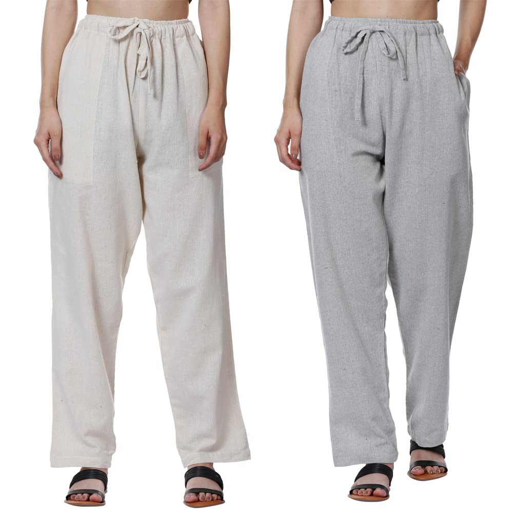One Size Women's Eco-Friendly Cotton Pyjama Pack of 2 | Fits Waist Size 28 to 36 Inches