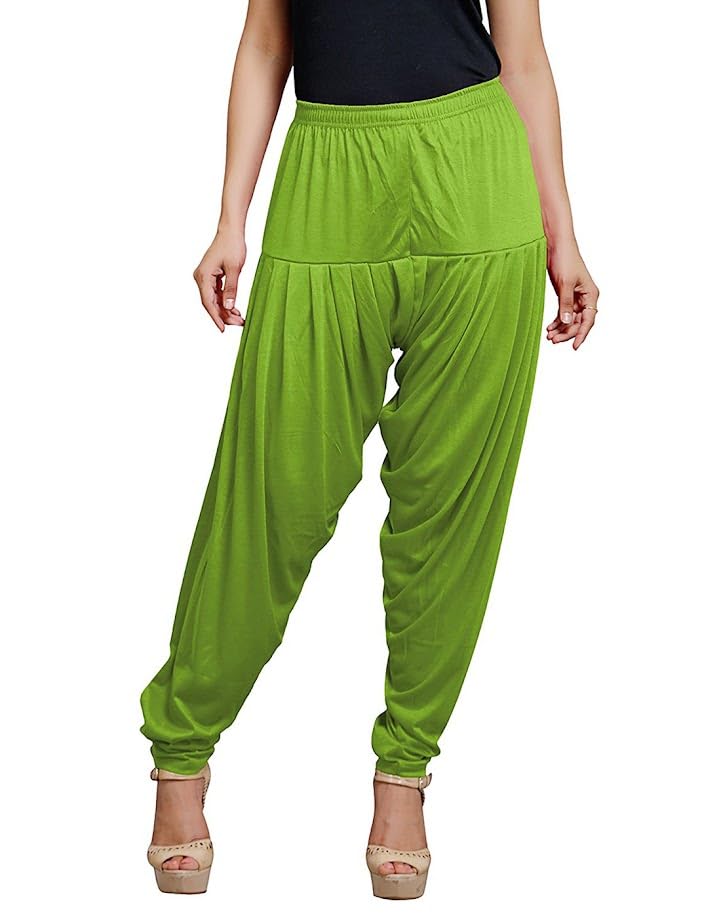zyna Womens Viscose Solid Regular Fit Fashion Patiala Pant, Light Green