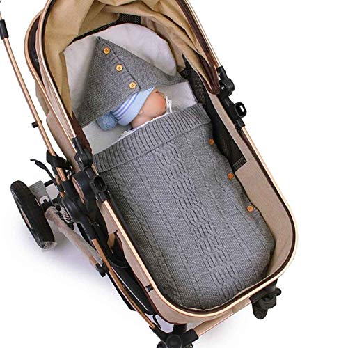 YLJYST Newborn Baby Hooded Sleeping Bag, Baby Cradle Knit Wrapped Sleeping Pad, Baby Girl Girl 0-9 Months Wrapped Envelope Thickened Warm Sleeping Bag Cover