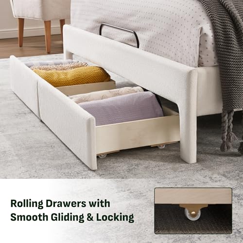 Image of Softa Queen All-in-One Adjustable Bed Frame with 10 inch Gel Hybrid Mattress, Electric Bed with Upholstered Headboard & 2 Storage Drawers, Remote Control, Whisper Quiet Motor, 10-Year Warranty