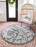 Unique Loom Botanical Collection Floral, Bohemian, Border, Coastal, Indoor and Outdoor Area Rug, 6...