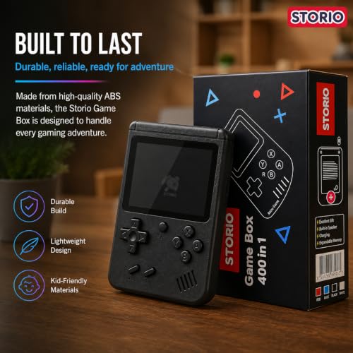 Image of Storio Rechargeable Pocket Video Game for Kids 400 in 1 Retro Game Box Console Handheld Game Box with TV Output - Multicolor | 400 in 1 Retro Game Box Console, Handheld Game Box, TV Output