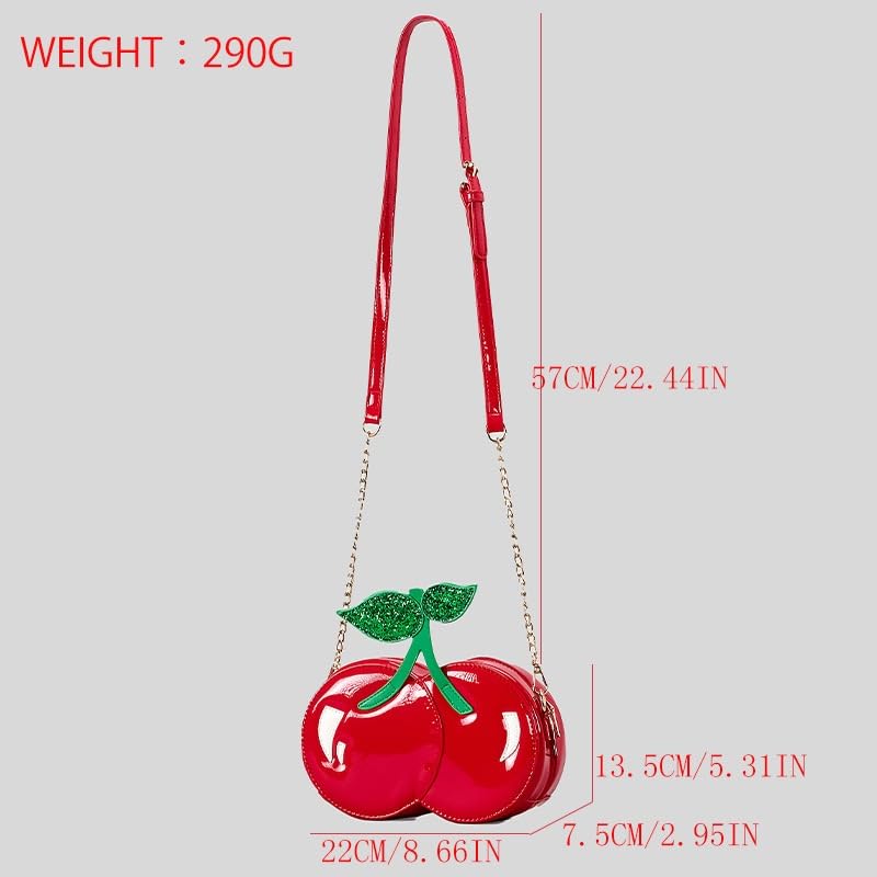 Novelty Handbags, Fun Shape Purse Chainstrap Glitter,Cherry shaped purse.4