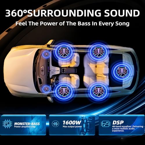 Image of 2026 Upgraded 1600W 10 inch Slim Under Seat Subwoofers with Amp & LED Ambient Lights for Truck /Car - Deep Bass, Individual Controls (LPF /Gain /Bass Boost), High Output Distortion-Free Audio