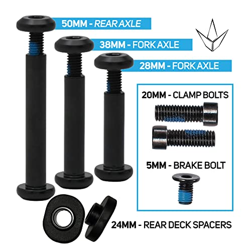 Envy Scooters Hardware Replacement Pack – 28Mm, 38Mm, 50Mm Axles, 20Mm Clamp Bolts, 5Mm Brake Bolt Replacement Pro Scooter Axle (Prodigy, Colt, Envy One, Kos) #TOP1