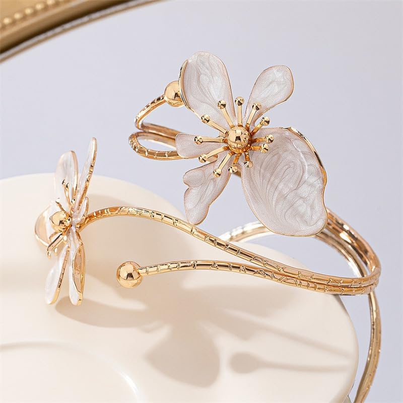 Flower Arm Cuff Bracelets for Women Adjustable Colourful Flower Upper Arm Cuff Bangle Boho Drip Oil Floral Open Bangle Bracelet Fashion Arm Cuff Jewelry for Women - Image 3