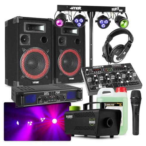 MAX Set Completo 700W DJ Bluetooth Disco con Sonido, luz, Humo y líquido