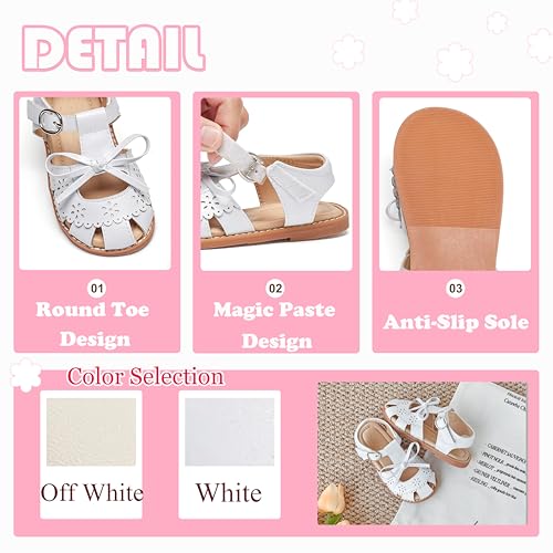 Image of Flaryzone Girls Sandals Closed Toe Summer Flats Dress Sandals Shoes Toddler /Little Kid