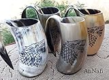 AnNafi® Genuine Viking Drinking Horn | Natural Handcrafted Horn Mugs for Beer Wine Mead Drinks |...