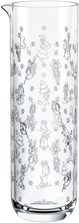 Villeroy & Boch Toy’s Delight Collection Water/Juice Pitcher, Crystal Glass Pitcher with Christmas Themed Design, 33.75 oz Capacity, Clear